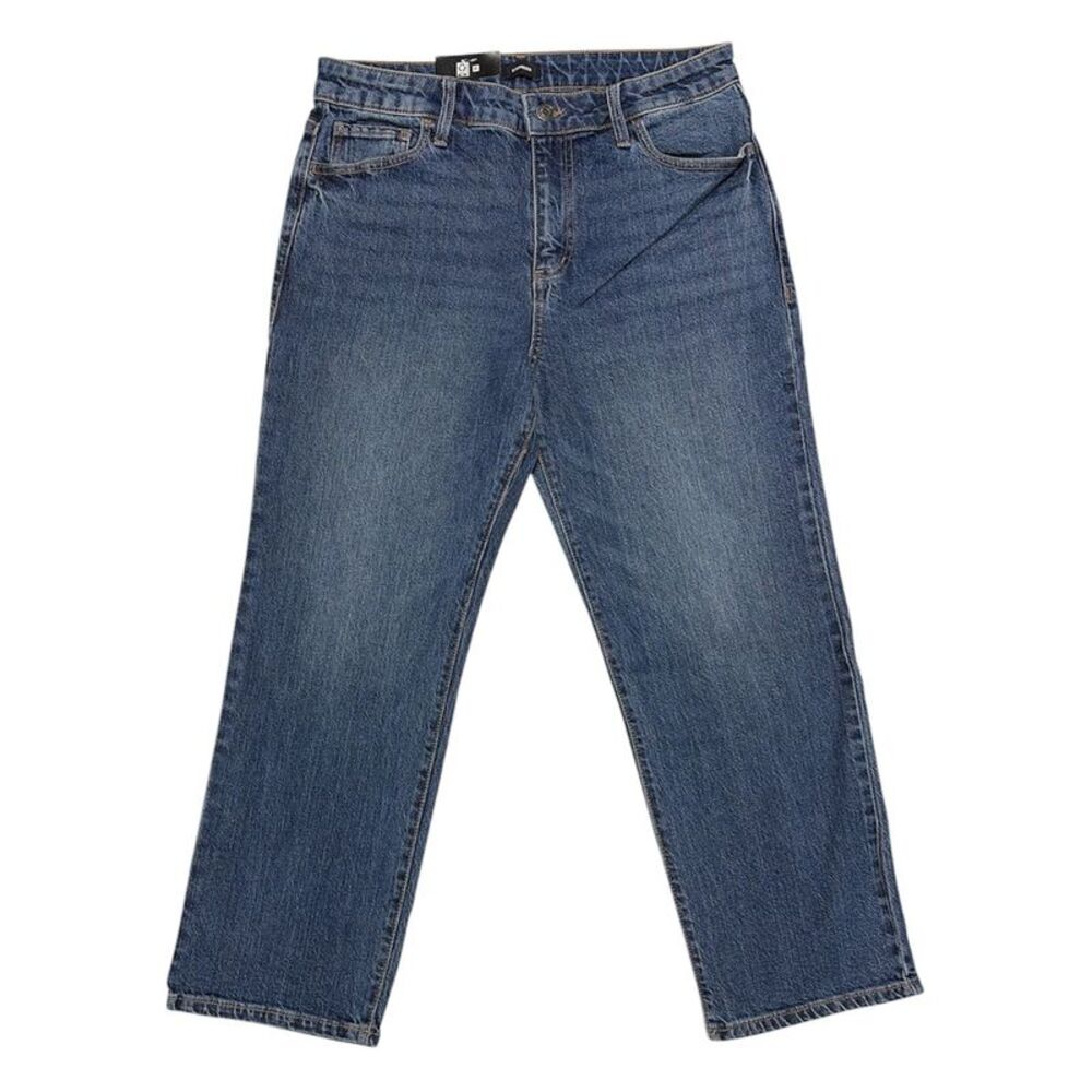 Express Women's Regular Fit High Rise Straight Leg Ankle Jean - Dark Wash